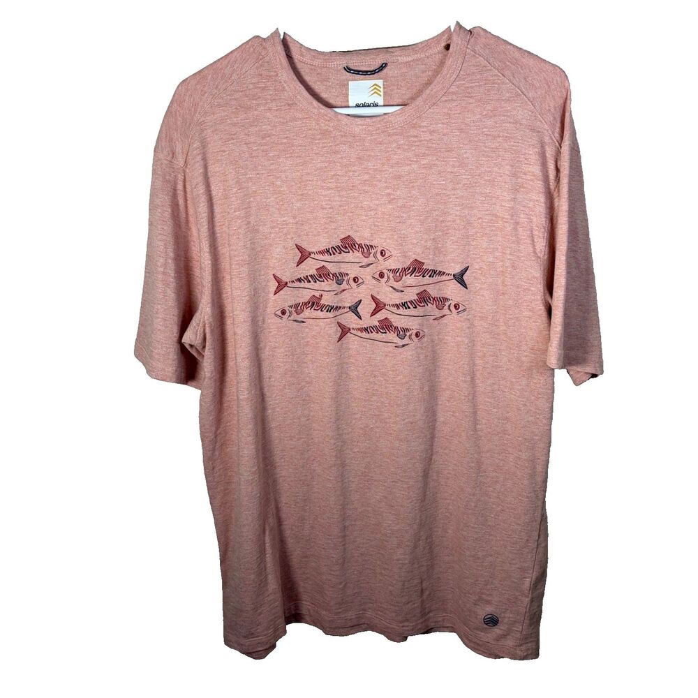 Solaris Outdoors T-Shirt Men's Large Pink Short Sleeve Fish Graphic Tee Shirt